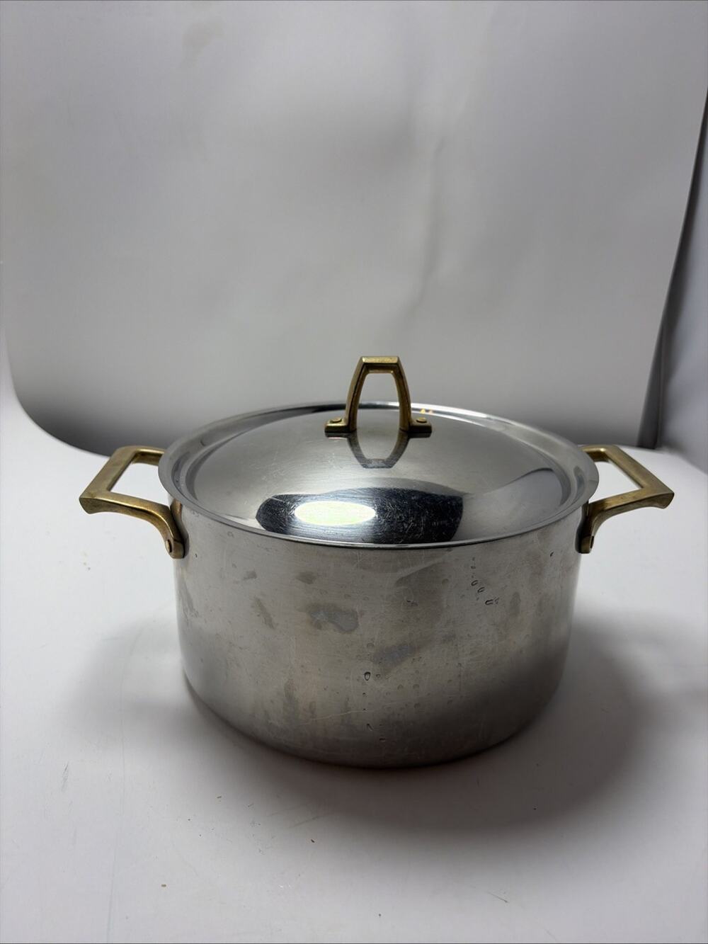 VNT Paul Revere Ware Brass Handles Stainless Steel 1801 3 Quart Stock Pot USA